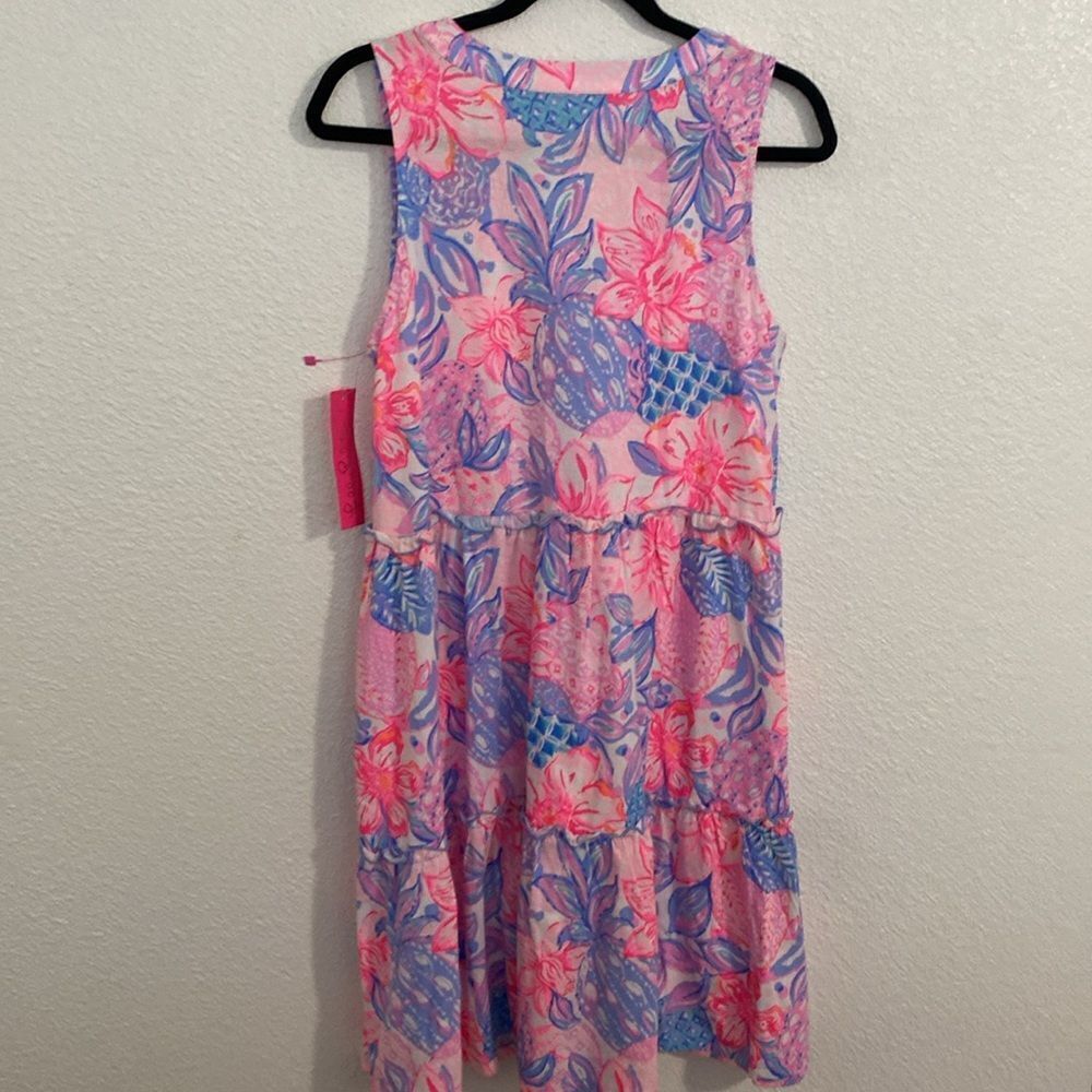 NWT- LILLY PULITZER-Lorena V-neck dress- pink isle snappy turtle- Size XS - Picture 3 of 9